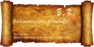 Balassovich Kincső névjegykártya